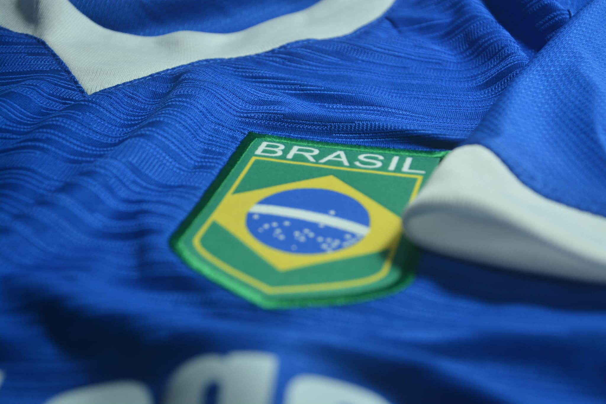 Textura tecido camisa azul Brasil Copa 2026 - Malha esportiva Icone Sports